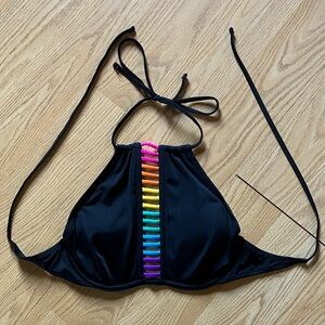 Coco Rave Black Rainbow Bikini Top